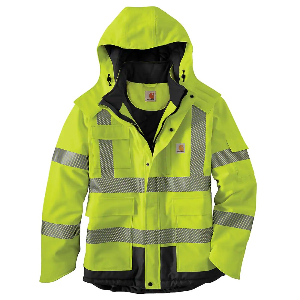 Carhartt Men’s Brite Lime Waterproof Hi-Viz Class 3 Sherwood Jacket Large - Flockneti
