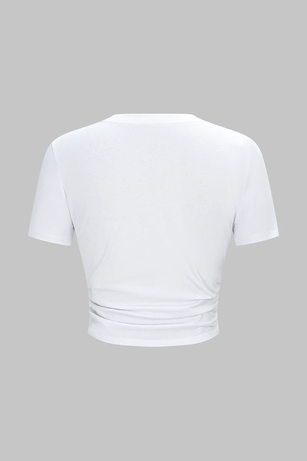 Patchwork Ruched Short Sleeve T-Shirt - Flockneti