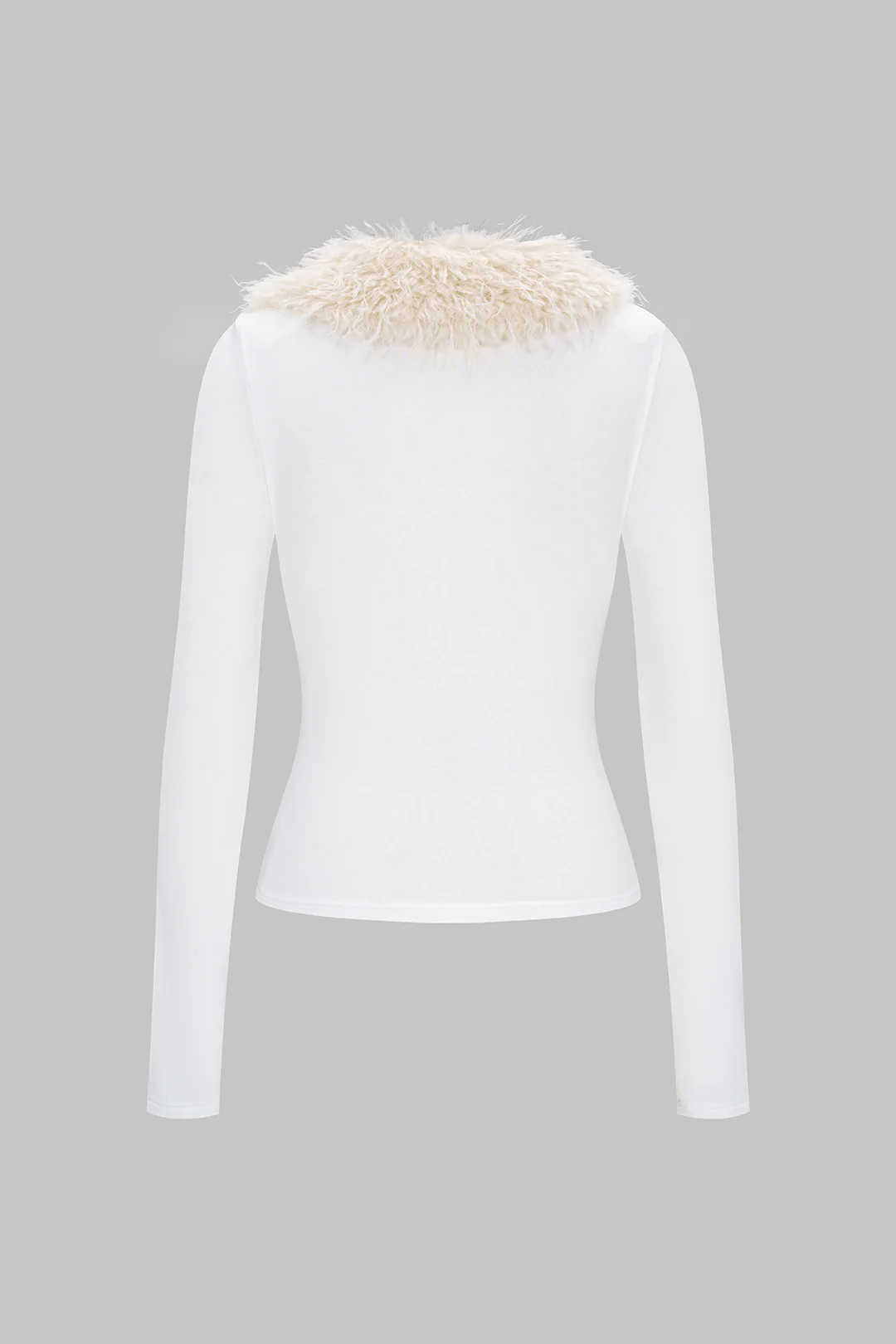 Knit Faux Fur Button Long-Sleeve Top - Flockneti