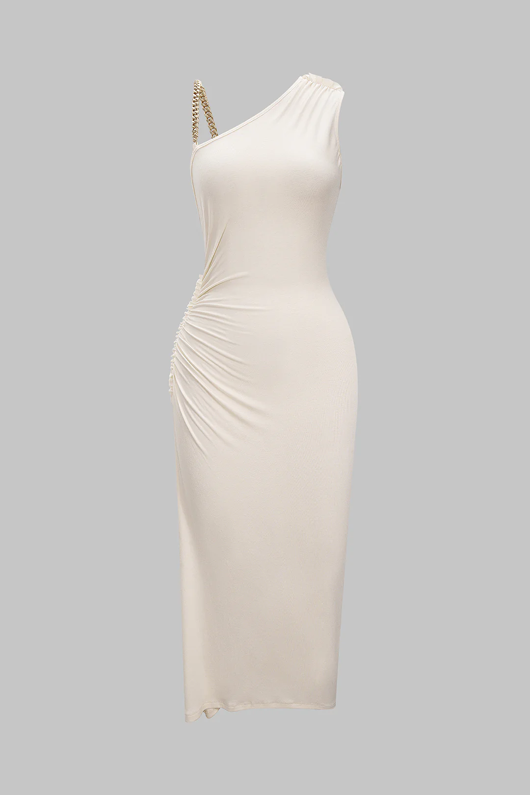 Ruched Asymmetrical Twist Knot Slit Sleeveless Maxi Dress - Flockneti