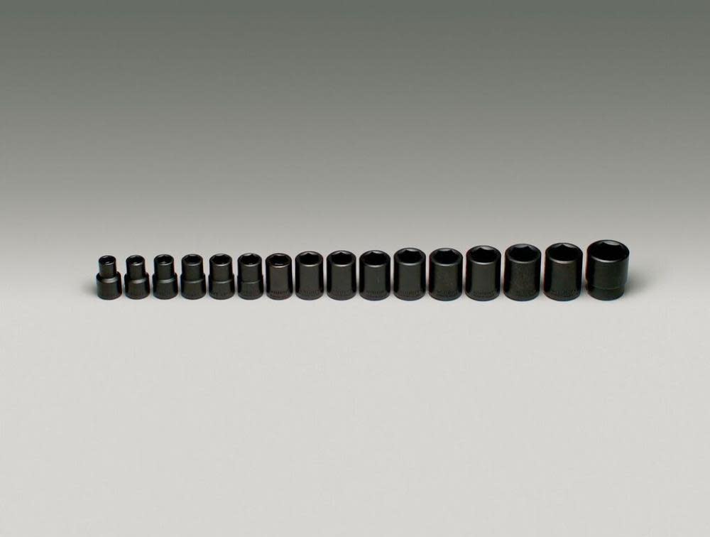 Wright Tool 1/2 In. Dr 16 pc. Impact Metric Socket Set 10 mm to 27 mm 6 pt Set - Flockneti