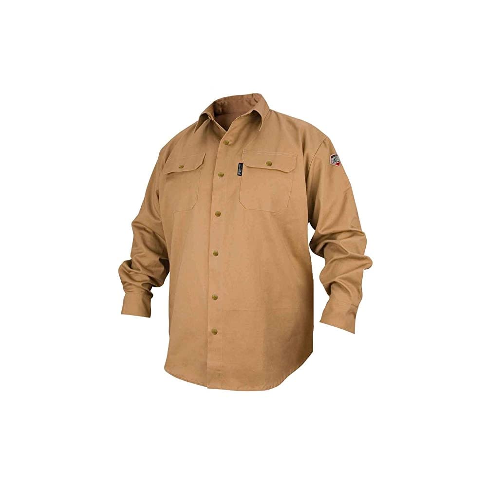 Black Stallion 7oz Khaki FR Cotton Work Shirt Small - Flockneti