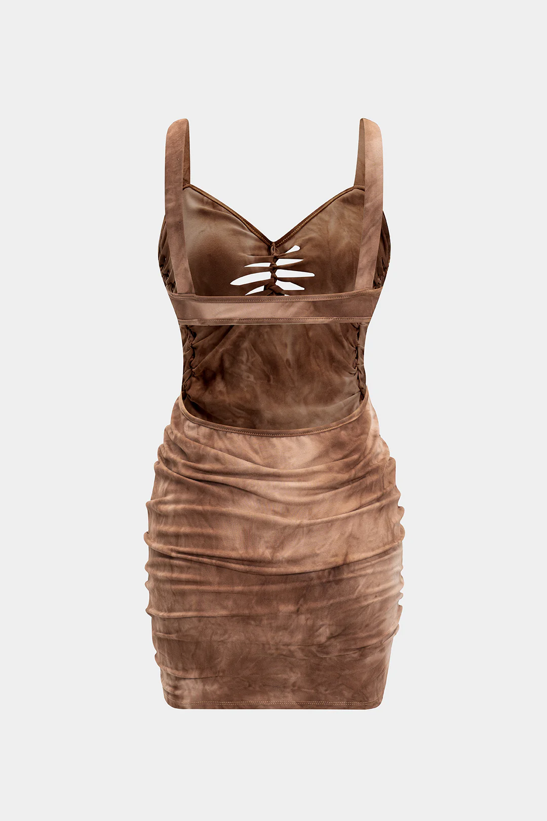 Cut Out Detail Ruched Backless Sleeveless Midi Dress - Flockneti