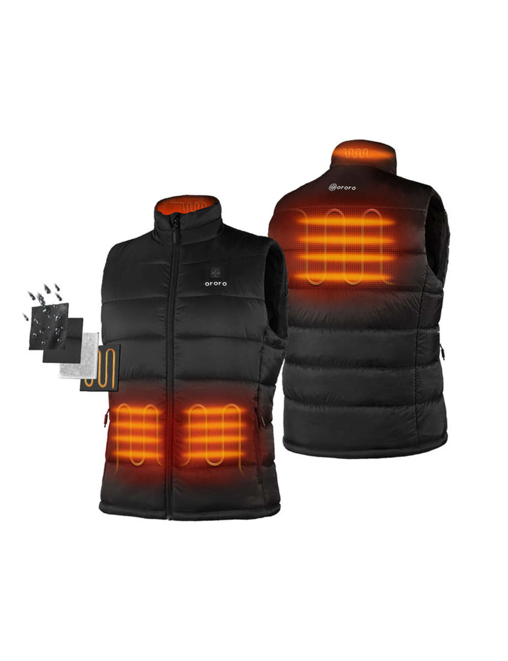 ORORO Mens Black Classic Heated Vest Kit Medium - Flockneti