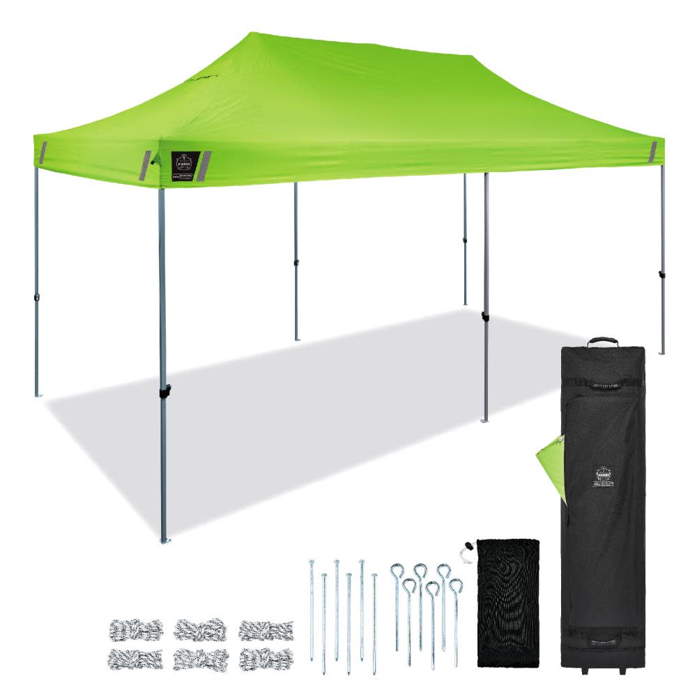 Ergodyne Shax 6015 Single Lime Heavy Duty Pop Up Tent 10′ x 20′ - Flockneti