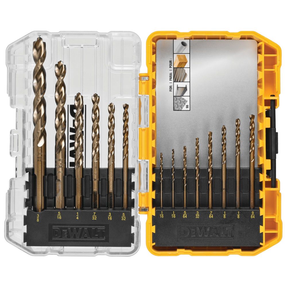 DEWALT Industrial Drill Bit Cobalt Alloy Steel Set with ToughCase+ System 14pc - Flockneti