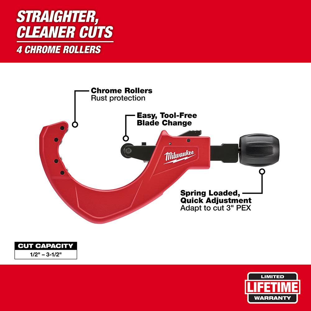 Milwaukee 3-1/2 in. Quick Adjust Copper Tubing Cutter - Flockneti