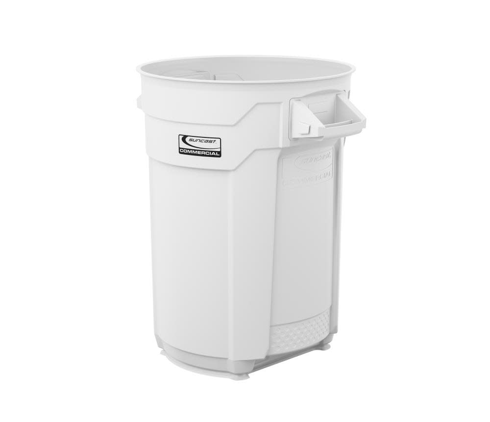 Suncast Plastic Utility Trash Can – 32 Gallon White - Flockneti