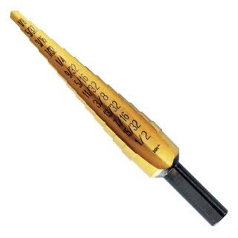 Irwin #1T Step Drill 1/8 In. to 1/2 In. TiN 13 Sizes - Flockneti