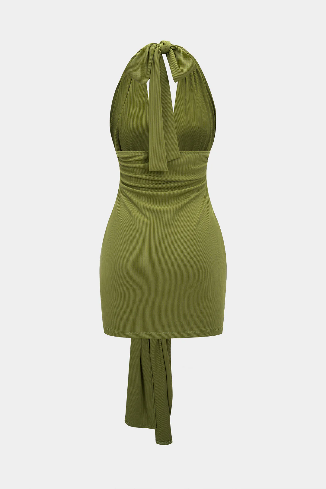 Halter V-Neck Backless Knotted Sleeveless Maxi Dress - Flockneti