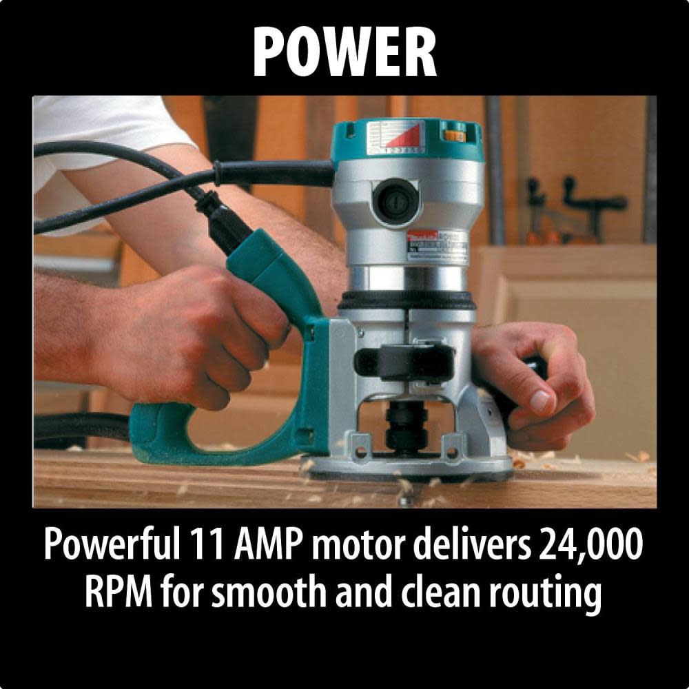 Makita Router 11-Amp 2-1/4 HP Motor with 1/2″ and 1/4″ Collets - Flockneti