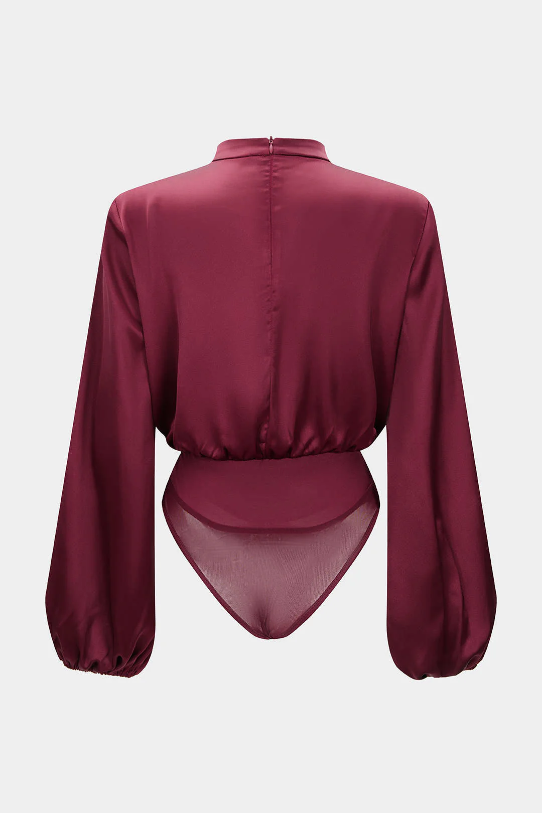 Satin Ruched Long Sleeve Bodysuit - Flockneti