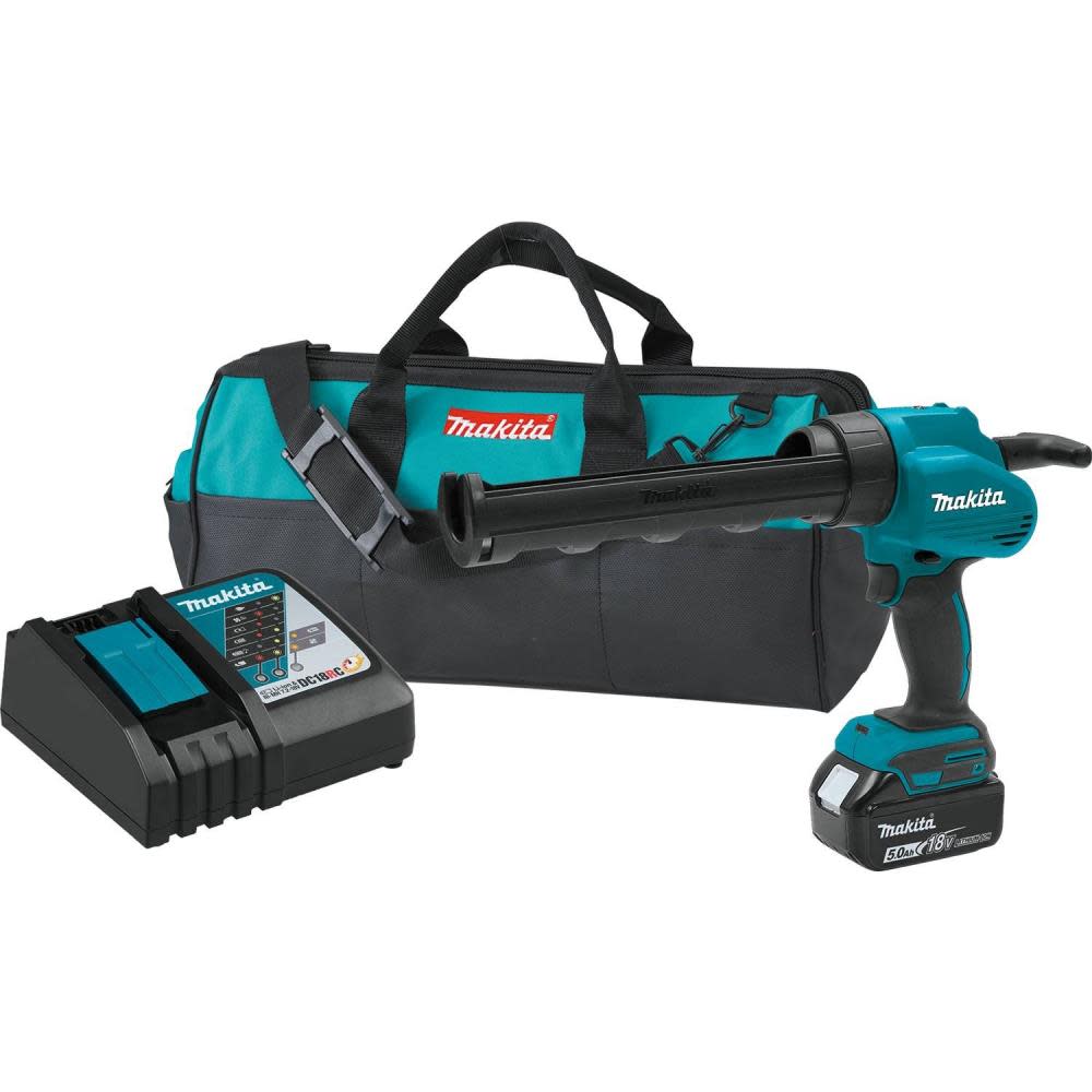 Makita 18 Volt Lithium-Ion Cordless 10 oz Caulk and Adhesive Gun Kit 5.0 Ah - Flockneti