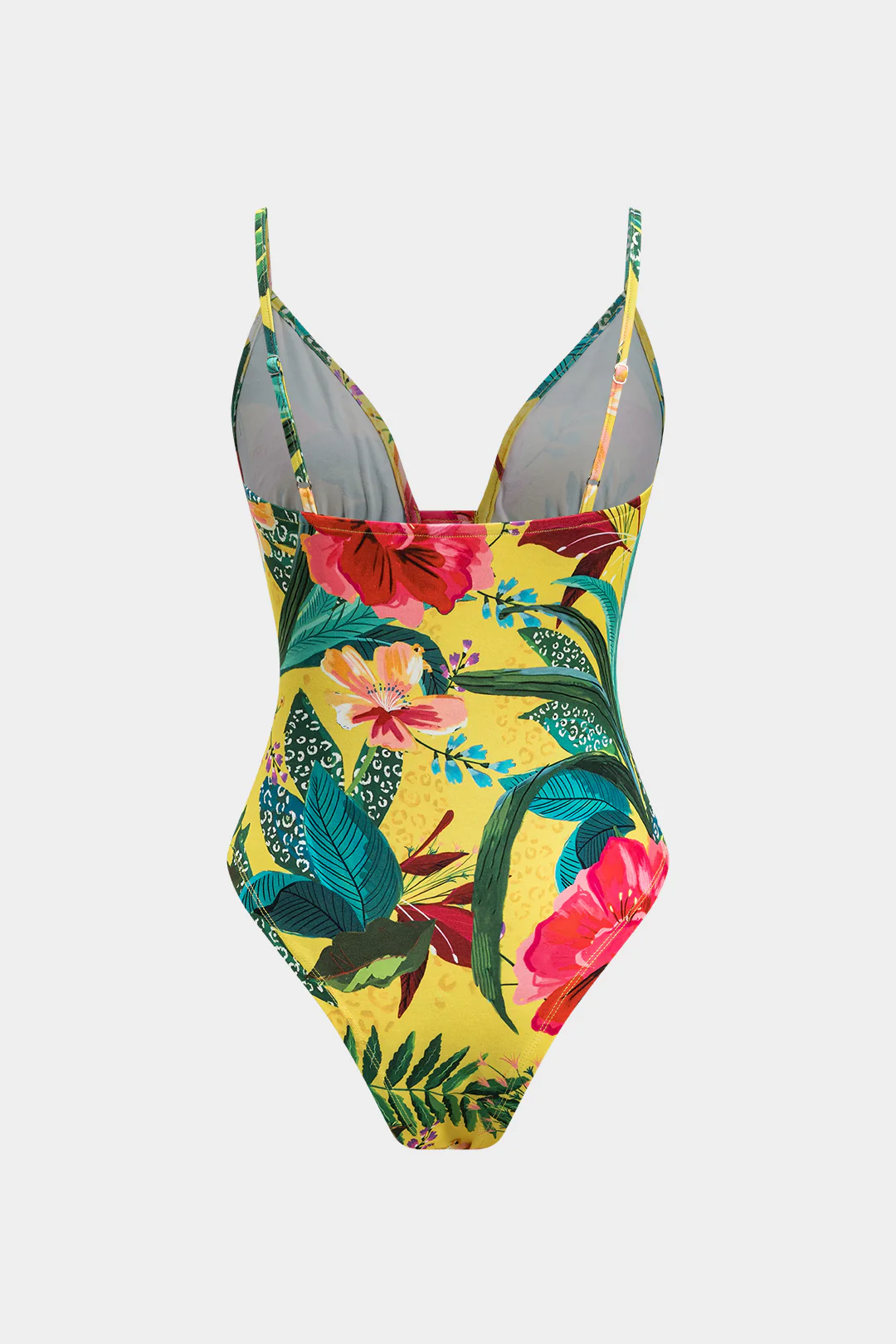 Leaves Print Hollow Out Sleeveless Bodysuit - Flockneti