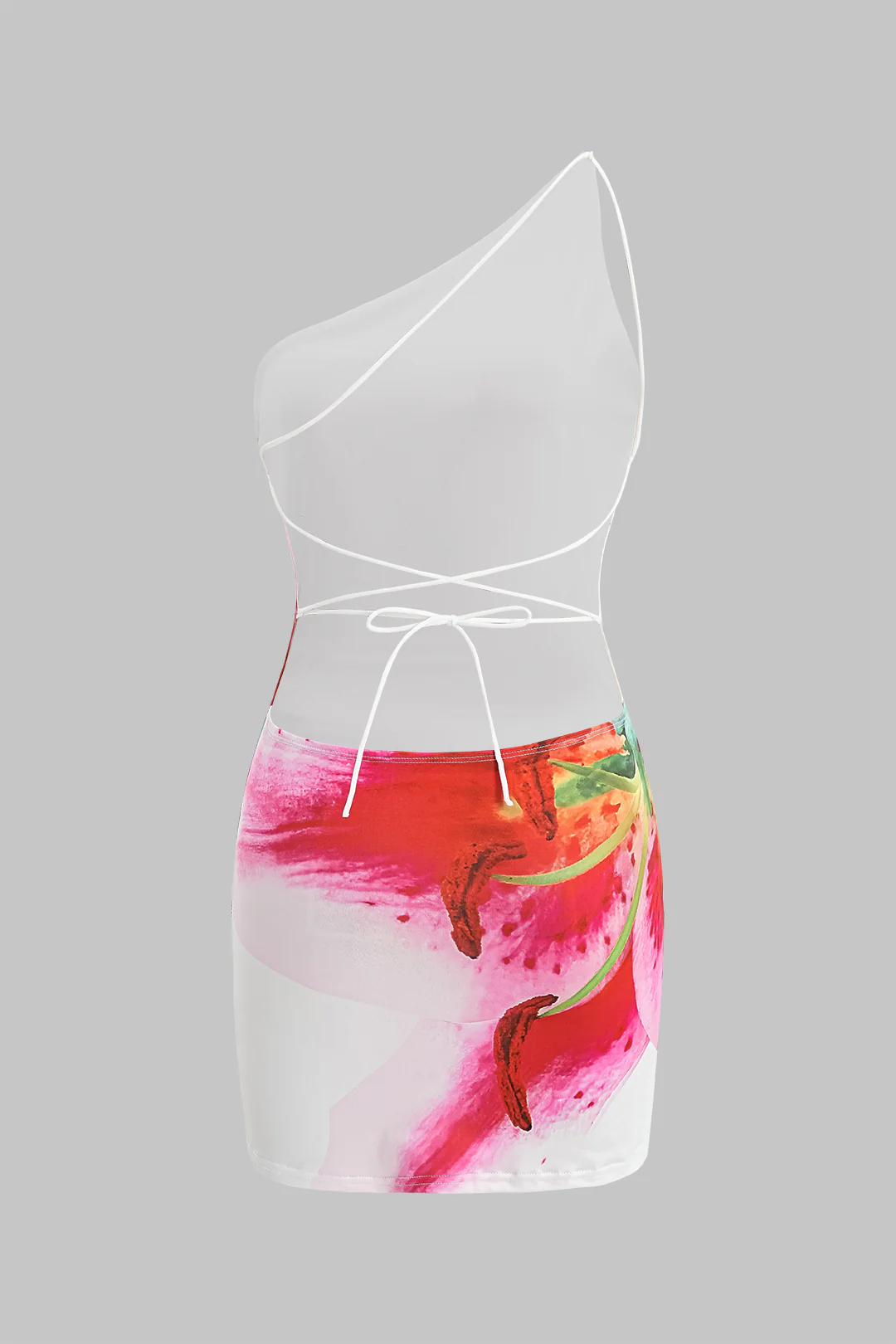 Floral Print Backless Tie Up Sleeveless Mini Dress - Flockneti