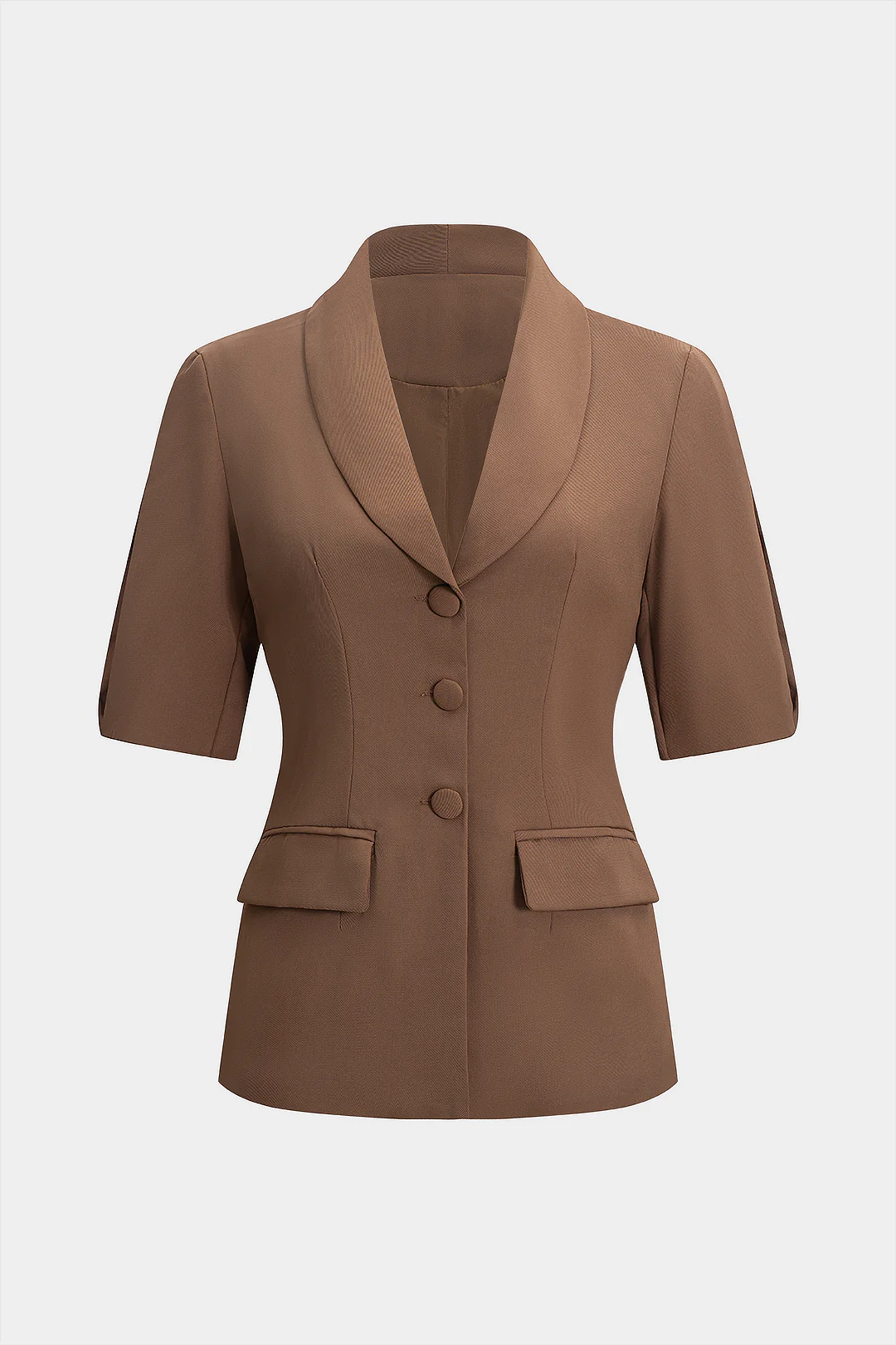 V-Neck Button Short-Sleeve Blazer - Flockneti