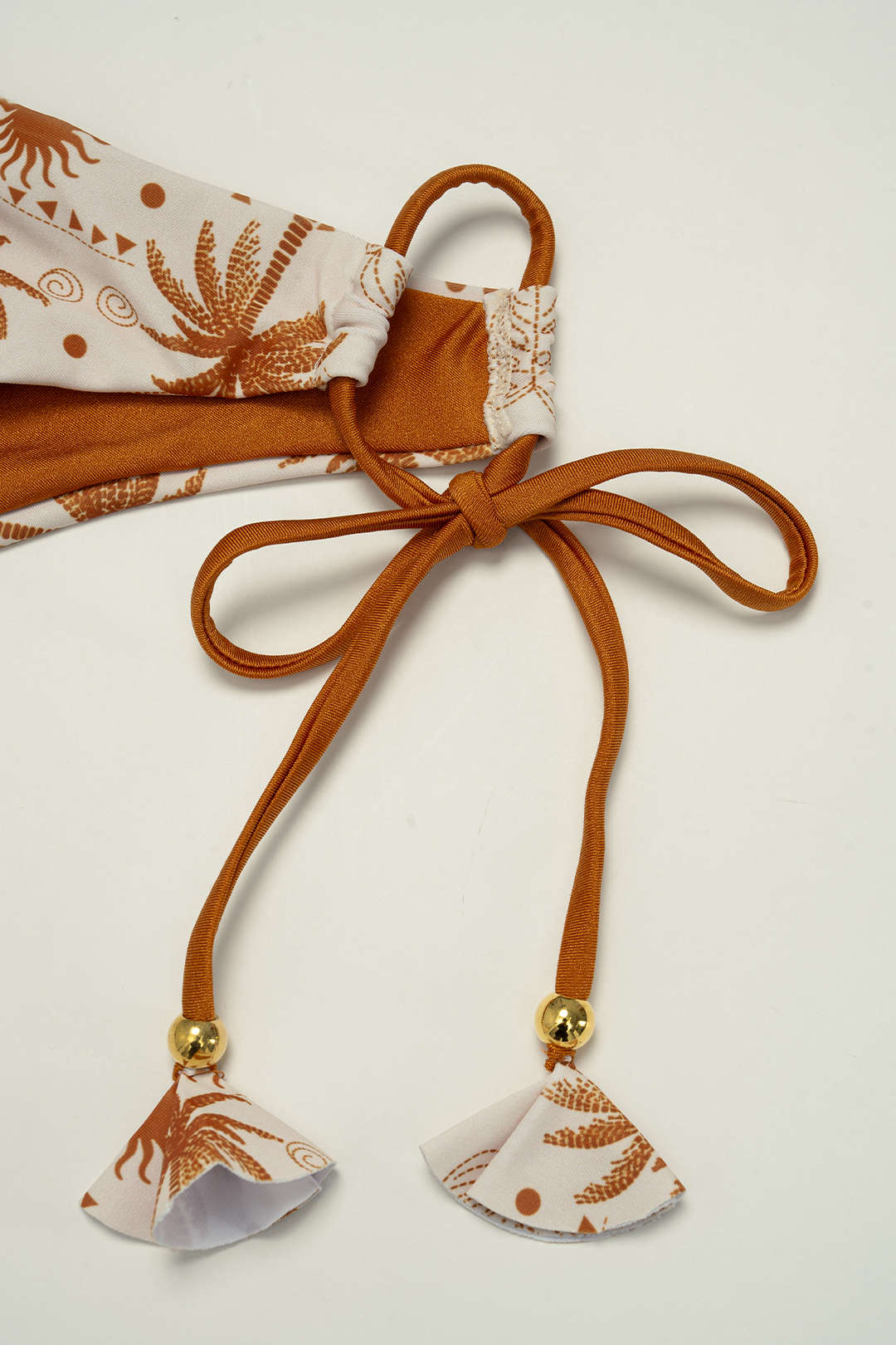 Palm Leaf Print Strappy Bikini Set - Flockneti
