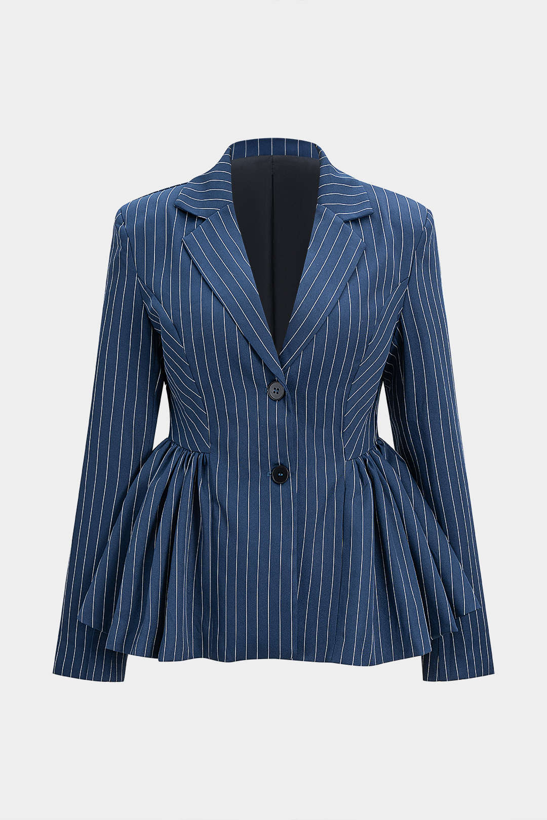 Stripes Print Ruched Shoulder Pads Blazer - Flockneti