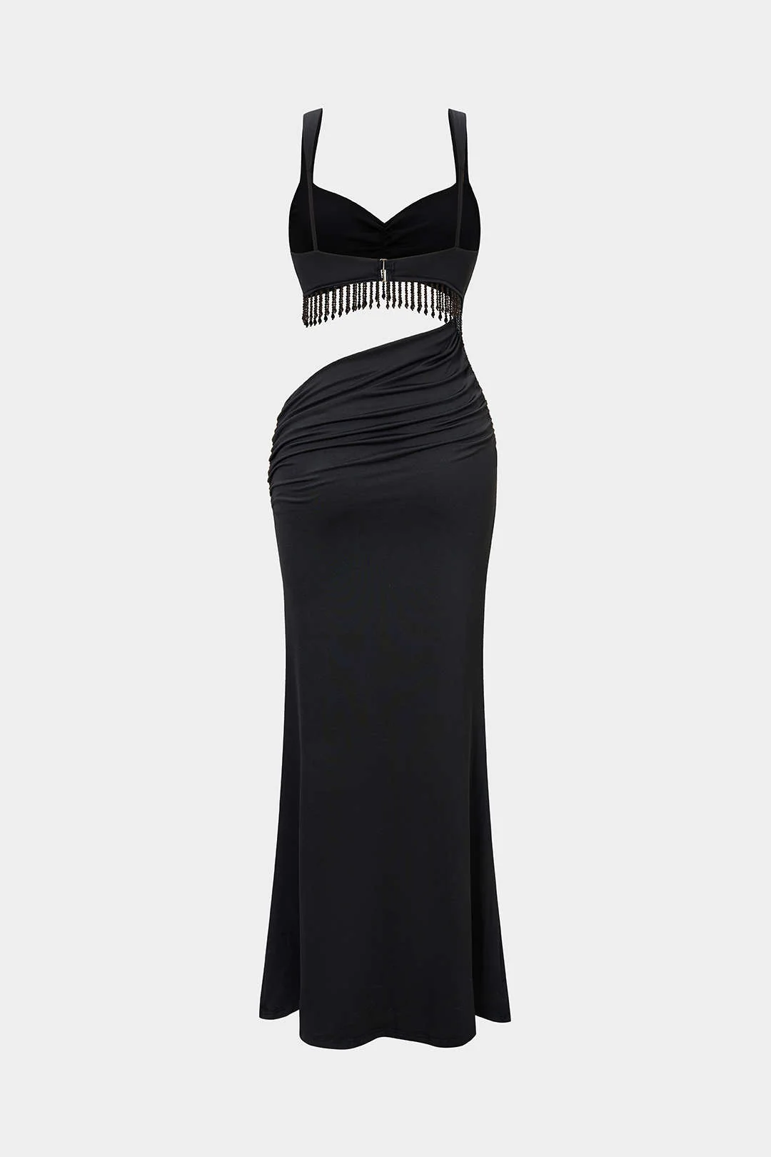 Fringe Cut Out Slip Sleeveless Maxi Dress - Flockneti