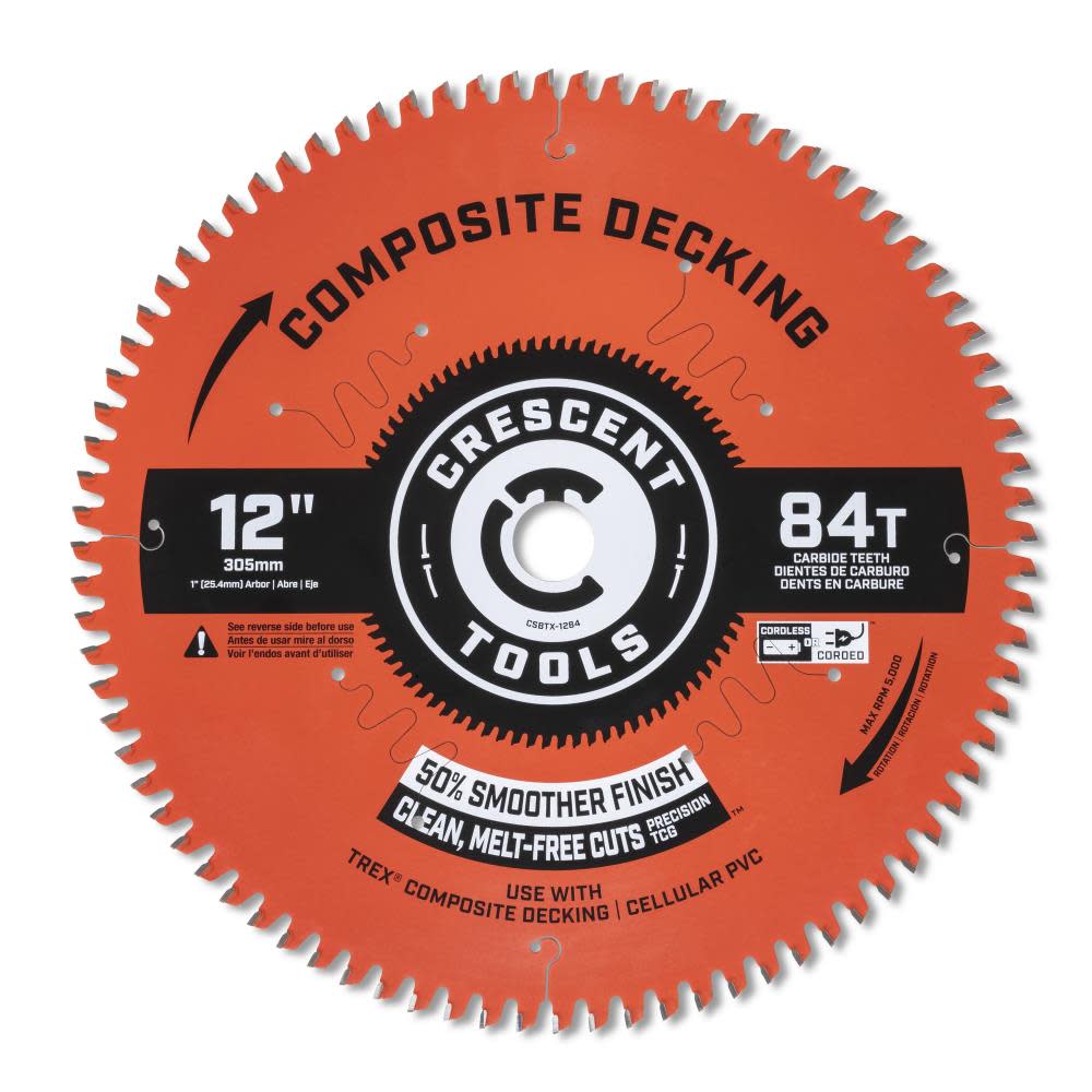 Crescent Circular Saw Blade 12″ x 84 Tooth Composite Decking - Flockneti