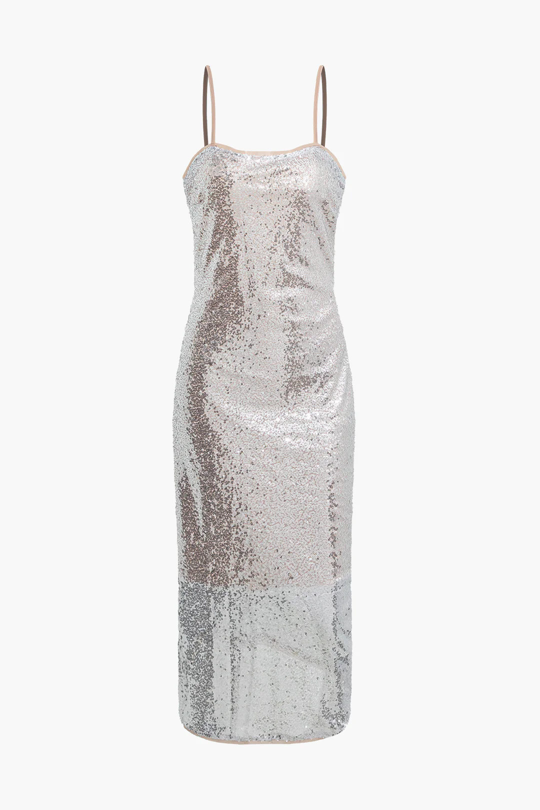 Sequin Zipper Slip Sleeveless Midi Dress - Flockneti