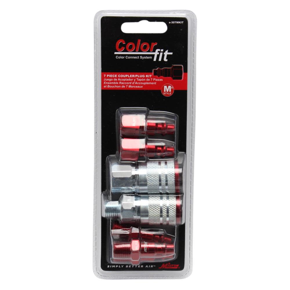 Milton ColorFit S-307MKIT Coupler & Plug Kit – (M-Style Red) – 1/4″ NPT (7-Piece) - Flockneti
