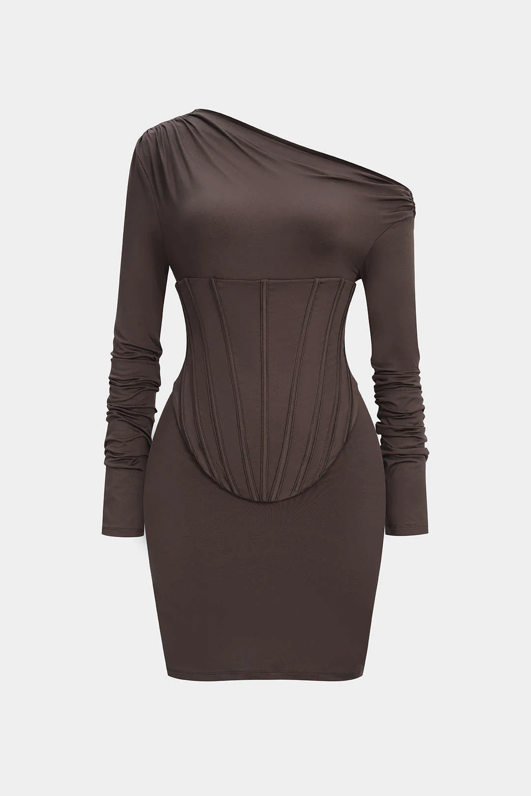 Off Shoulder Corset Long-Sleeve Mini Dress - Flockneti