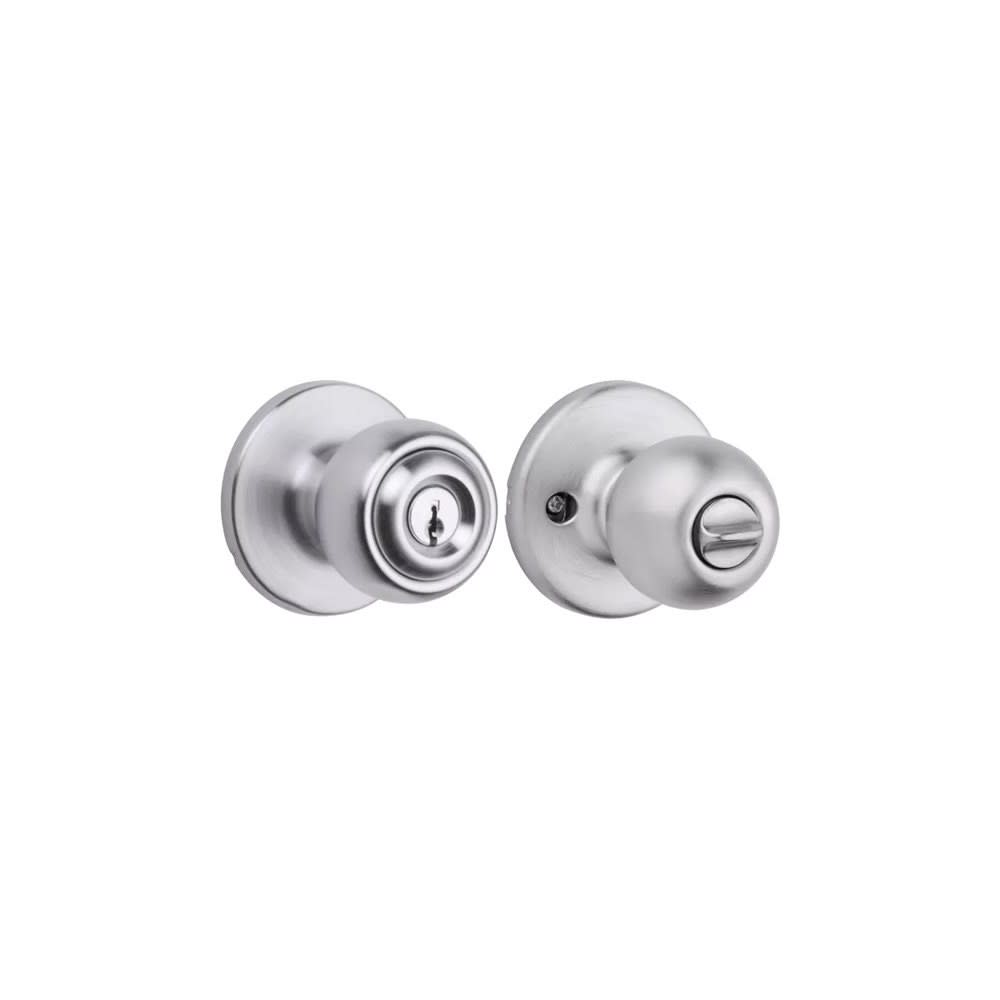 Kwikset Satin Chrome Security Keyed Entry Exterior Polo Lockset Knob - Flockneti