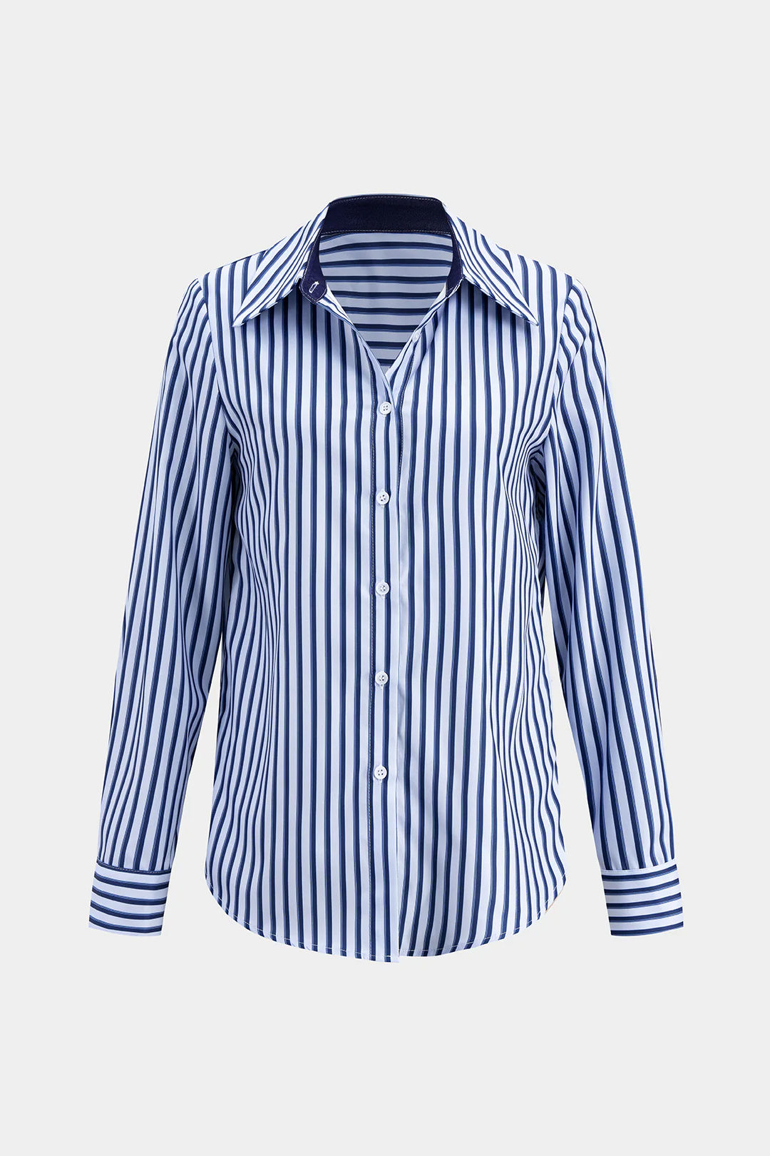 Stripes Print Button Long-Sleeve Shirt - Flockneti