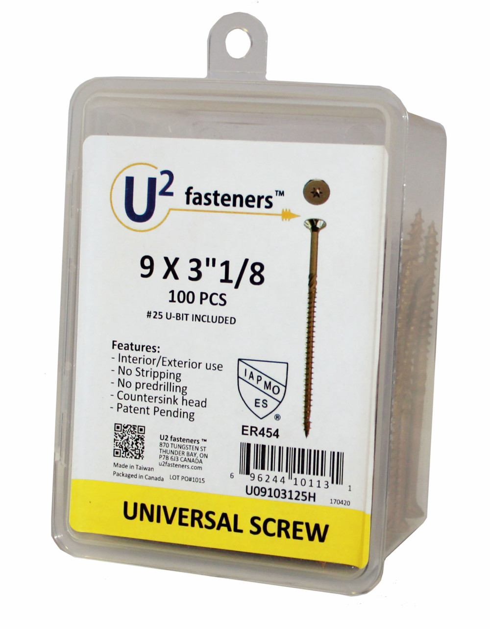U2 Fasteners Universal Screw #9 X 3 1/8″ 100pk - Flockneti