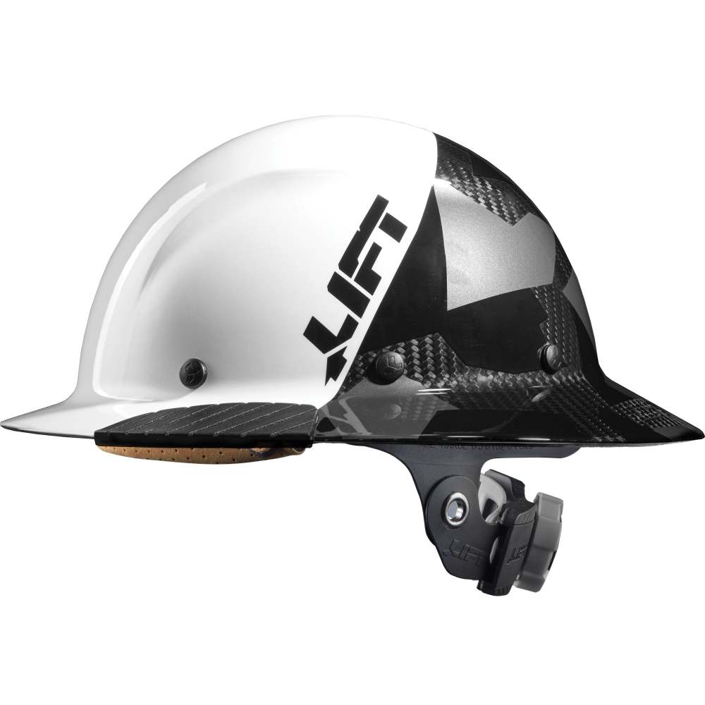 Lift Safety Hard Hat DAX FIFTY50 White/Black Camo Carbon FullBrim - Flockneti