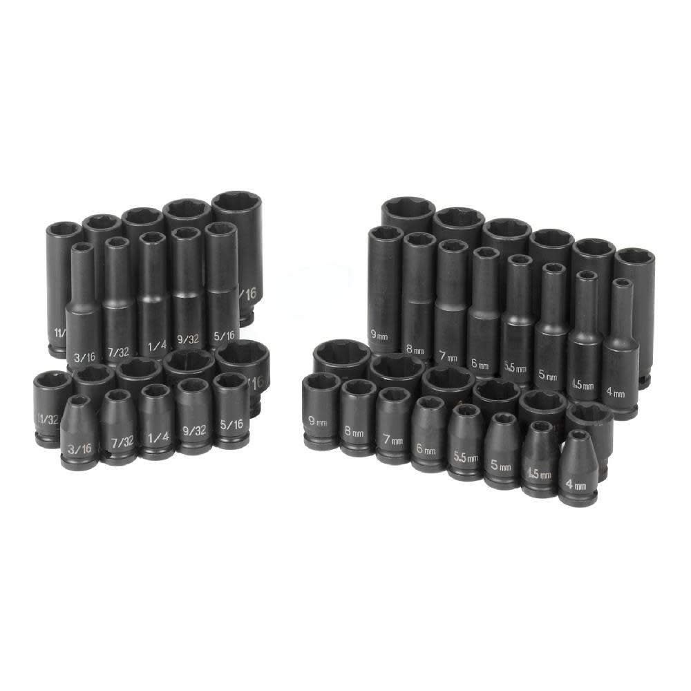 Grey Pneumatic 1/4″ Drive Standard and Deep Length Surface Drive Impact Set - Flockneti