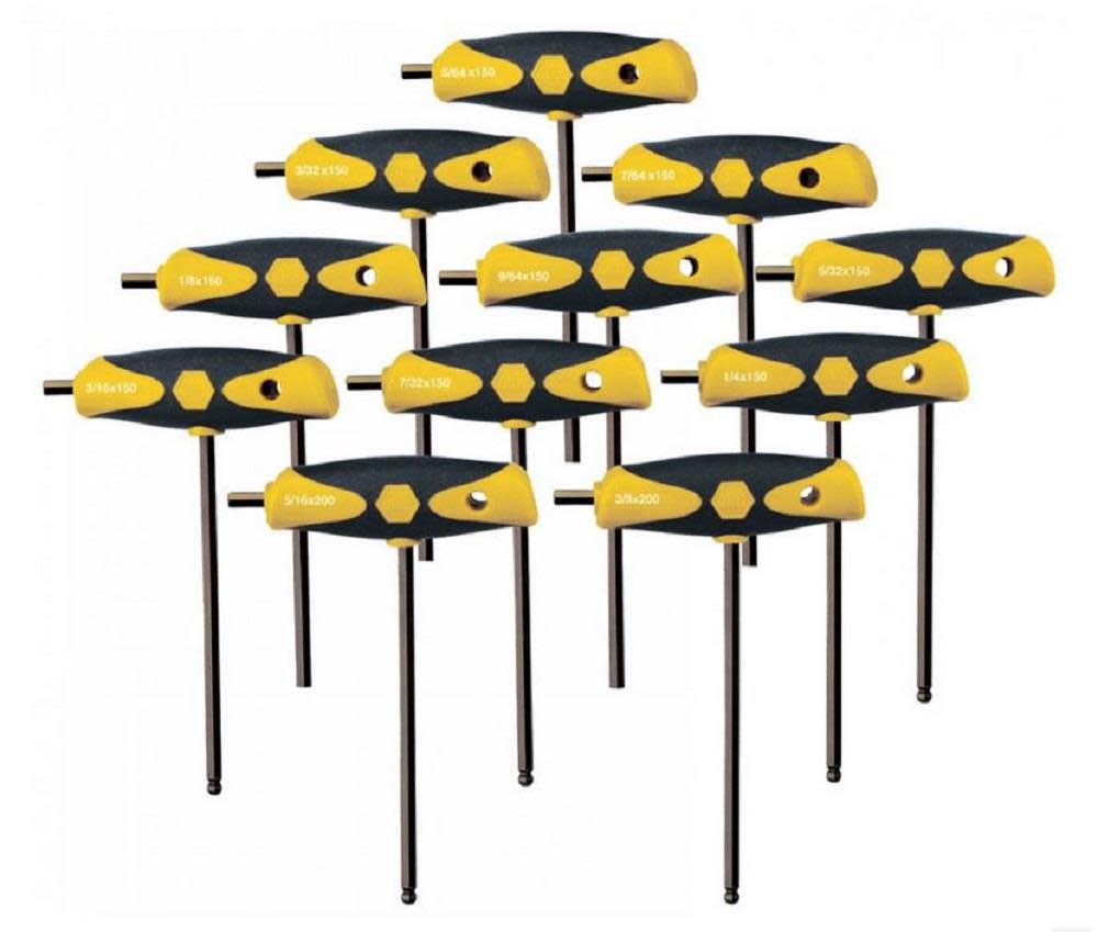 Wiha Soft Grip Dual Drive Ball End Inch Hex T-Handle 11 Pc. Set - Flockneti