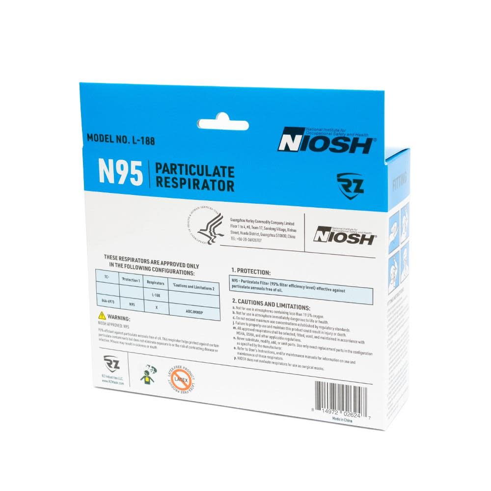 RZ Mask N95 Respirator Mask Folding Disposable 5pk - Flockneti