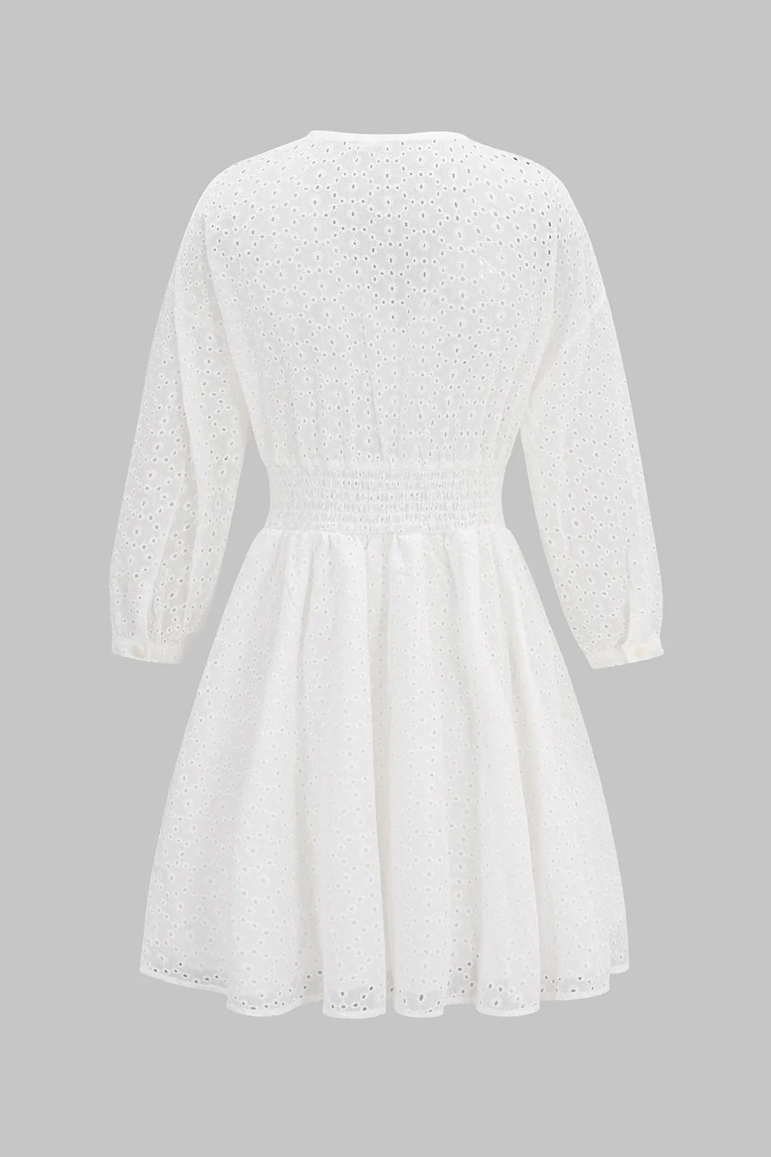 V-Neck Ruched Long Sleeve Mini Dress - Flockneti