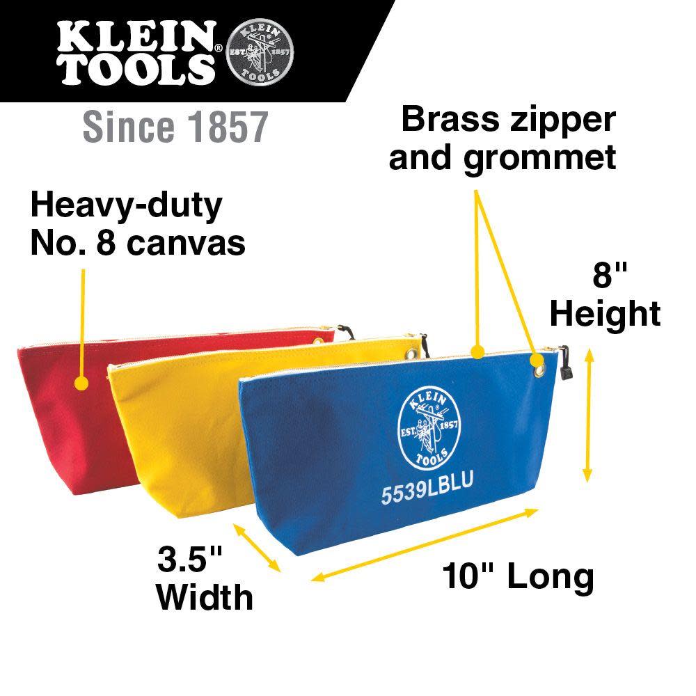 Klein Tools Assorted Canvas Zipper Bags 3-pack - Flockneti