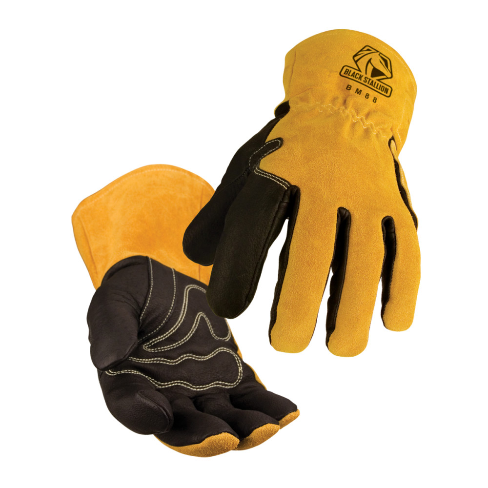 Black Stallion Premium Pigskin & Cowhide MIG Gloves Large - Flockneti