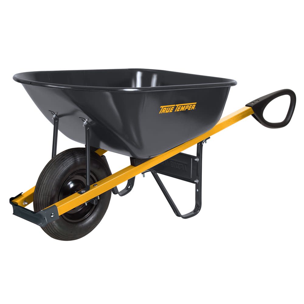 True Temper 6 cu. ft. Total Control Steel Wheelbarrow with Single Tubed Tire - Flockneti