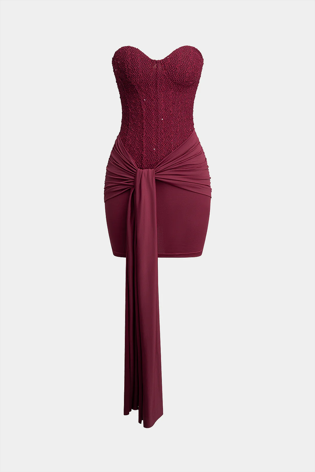 Patchwork Tie-Up Strapless Sleeveless Mini Dress - Flockneti