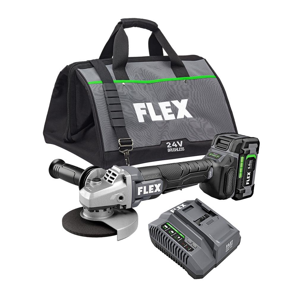 FLEX 24V 5-IN. VARIABLE SPEED ANGLE GRINDER WITH PADDLE SWITCH KIT - Flockneti