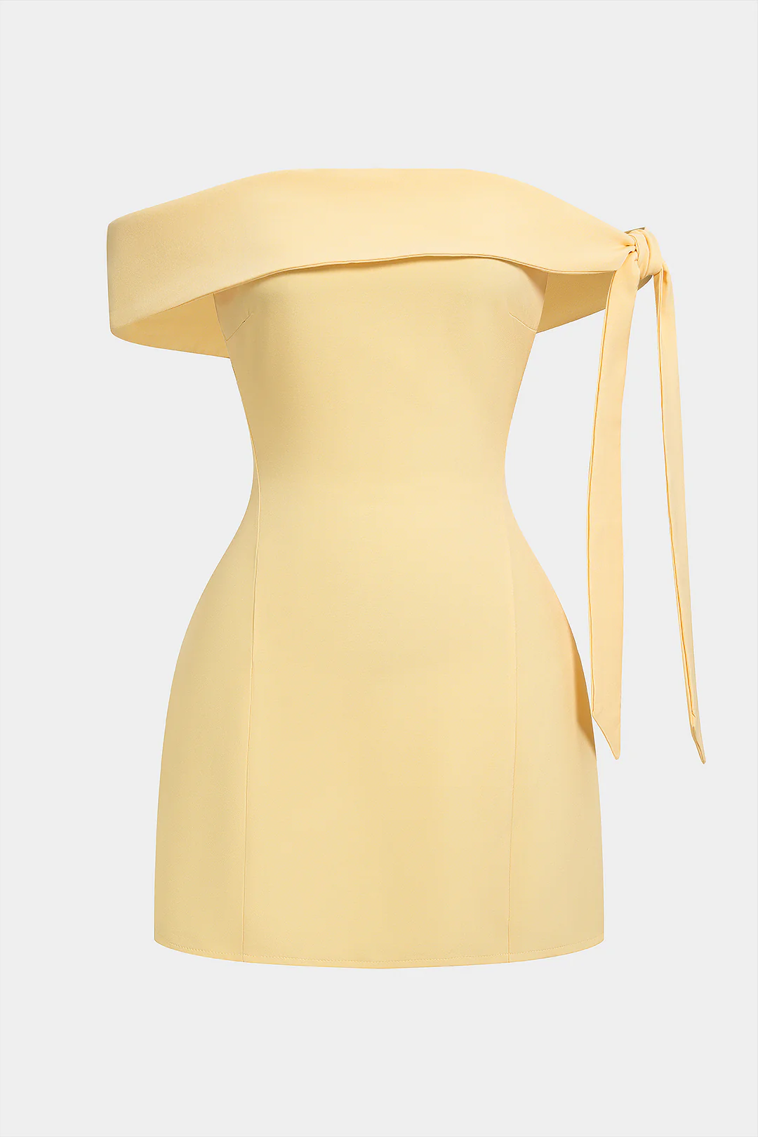 Solid Off Shoulder Asymmetrical Tie-Up Sleeveless Mini Dress - Flockneti