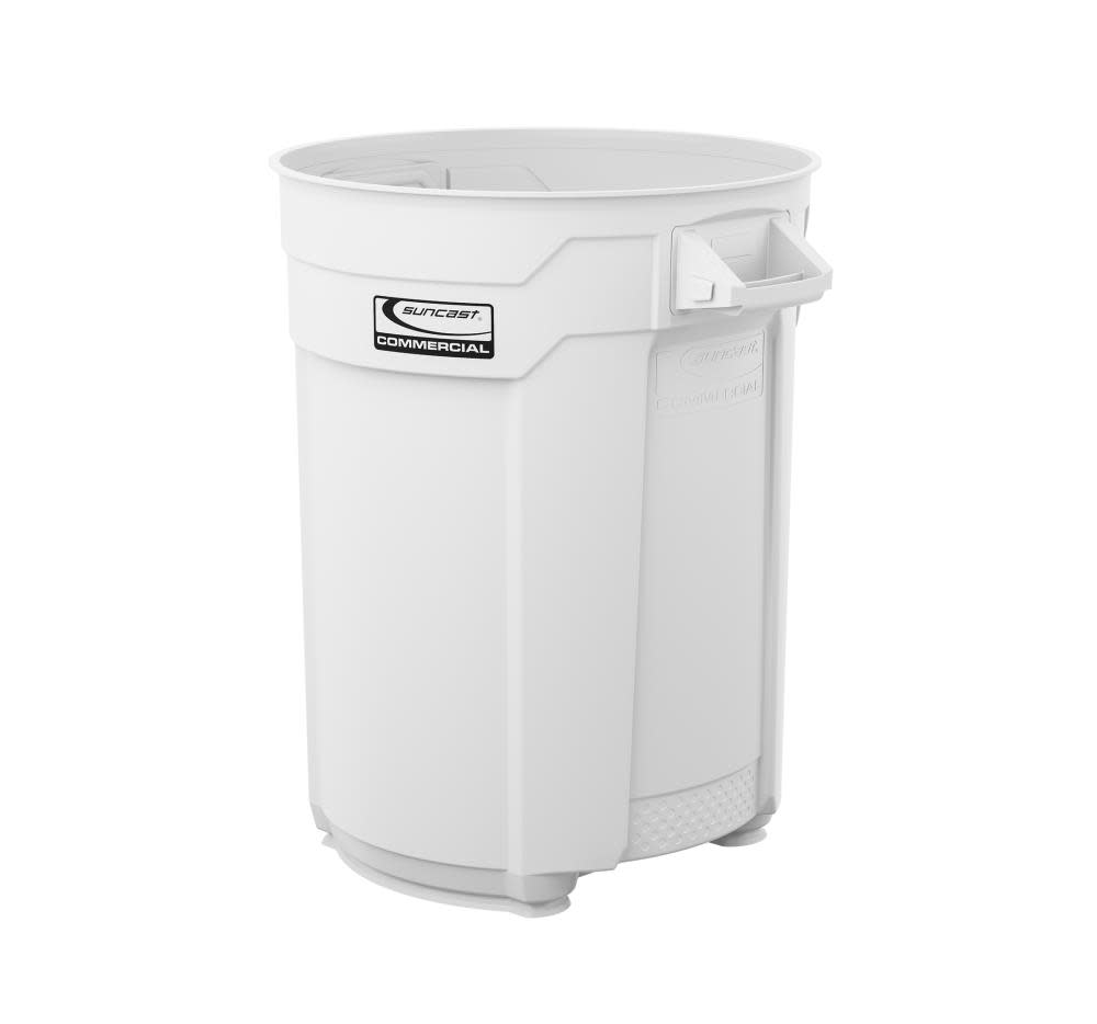 Suncast Plastic Utility Trash Can – 55 Gallon White - Flockneti
