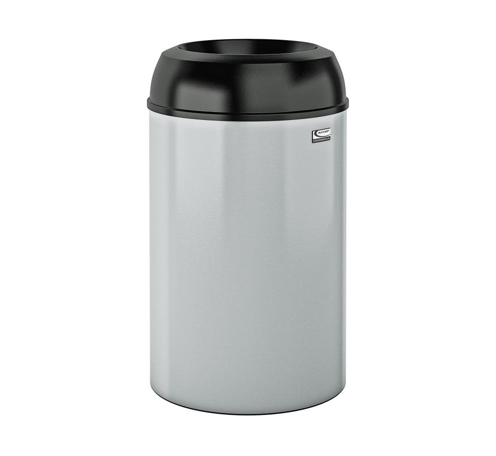 Suncast Metal Indoor Trash Can – 30 Gallon Black PC Lid / Silver PC Base - Flockneti
