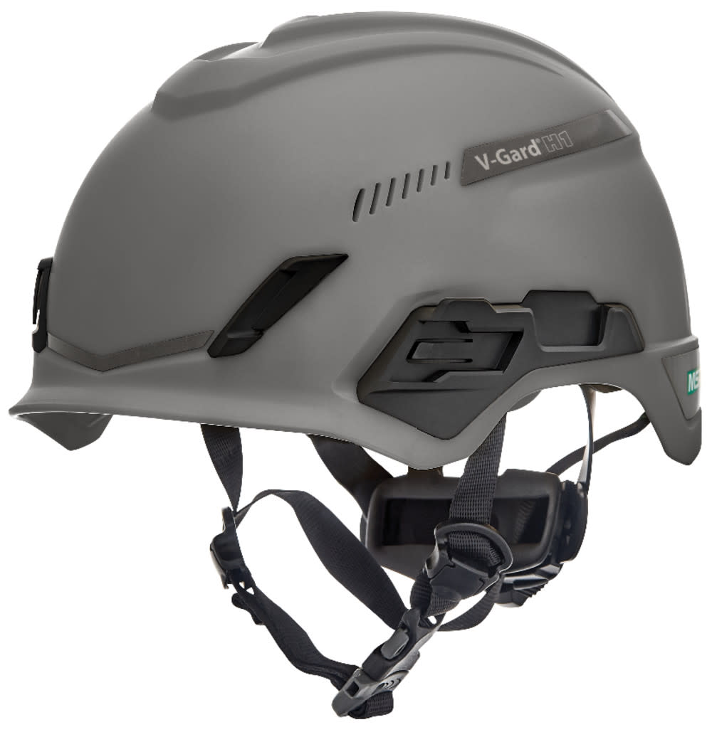 MSA Safety Works V Gard H1 Safety Helmet Trivent Gray Fas Trac III Pivot - Flockneti