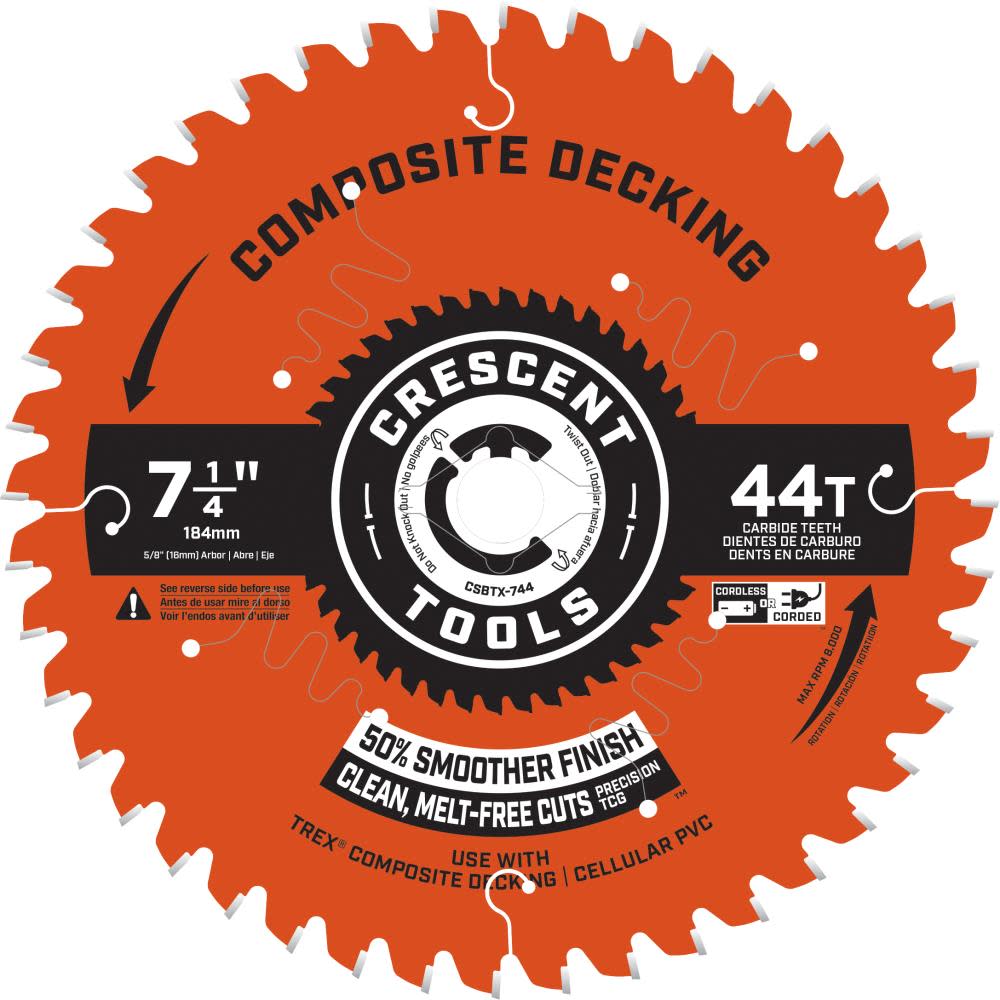 Crescent Circular Saw Blade Composite Decking 7 1/4″ x 44T - Flockneti