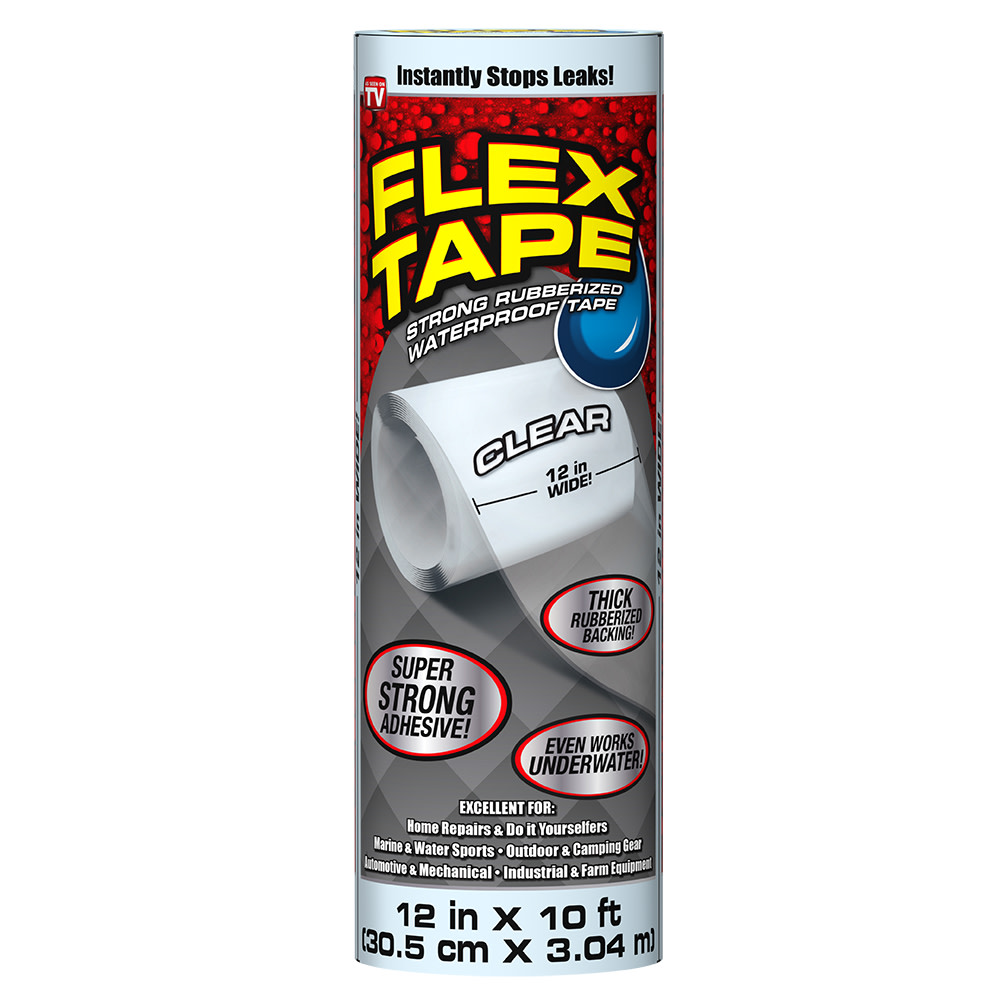 Flex Seal Flex Tape Rubberized Waterproof Tape 12 In. x 10 ft. – Clear - Flockneti