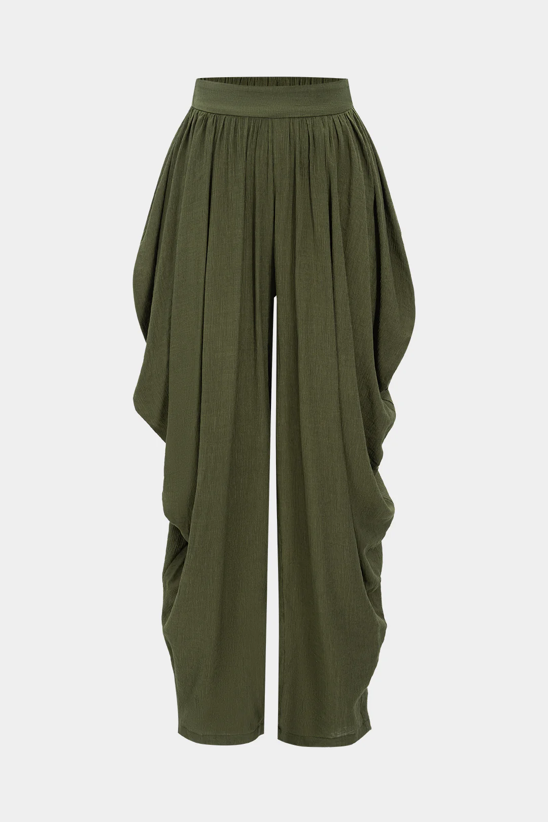 Knit Solid Ruched Trousers - Flockneti