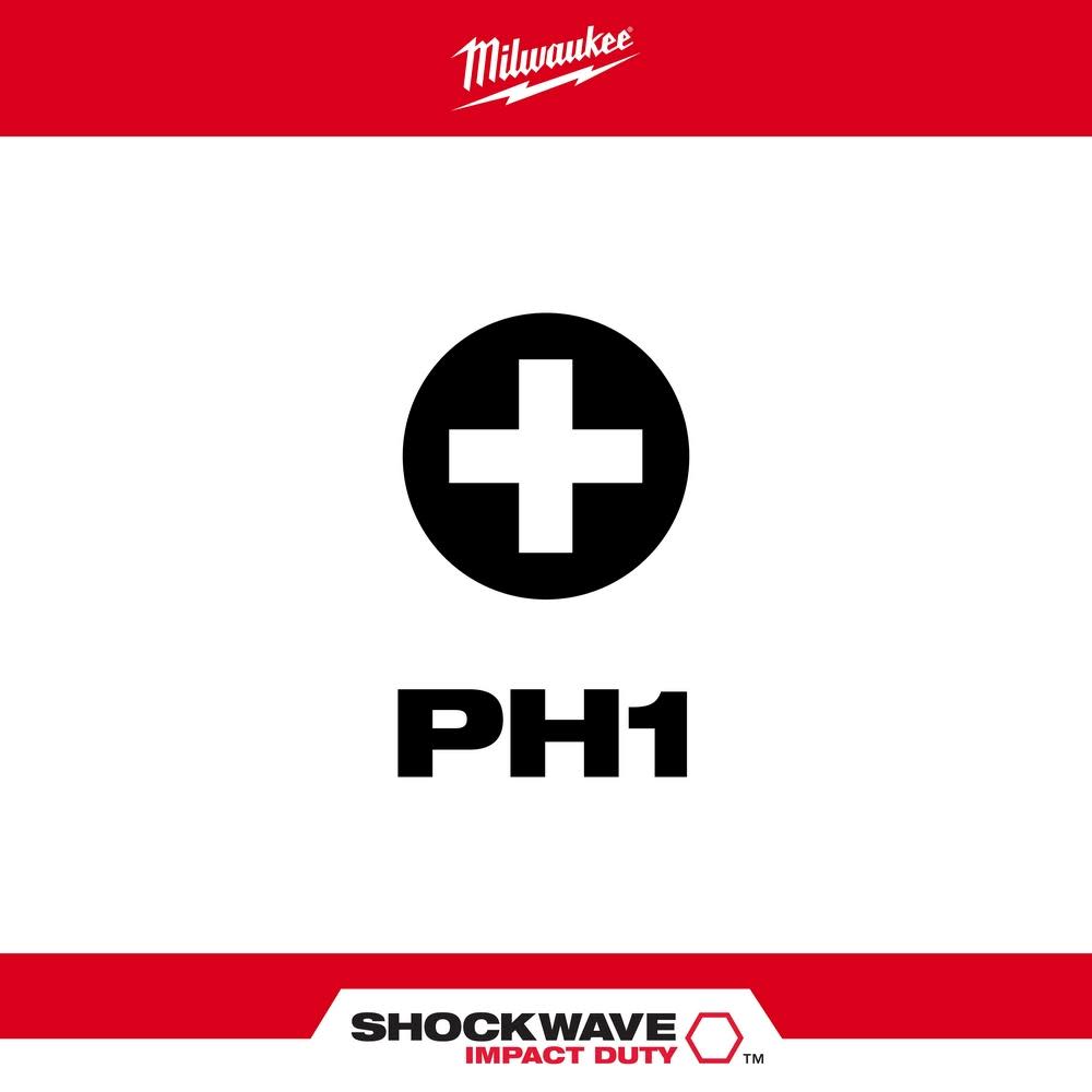 Milwaukee SHOCKWAVE 3.5 in. PH1 Impact Driver Bits 5PK - Flockneti