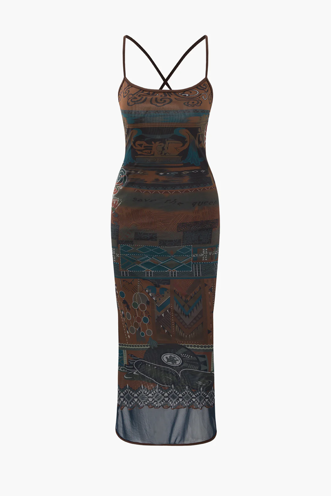Mesh Crossed Sleeveless Midi Dress - Flockneti