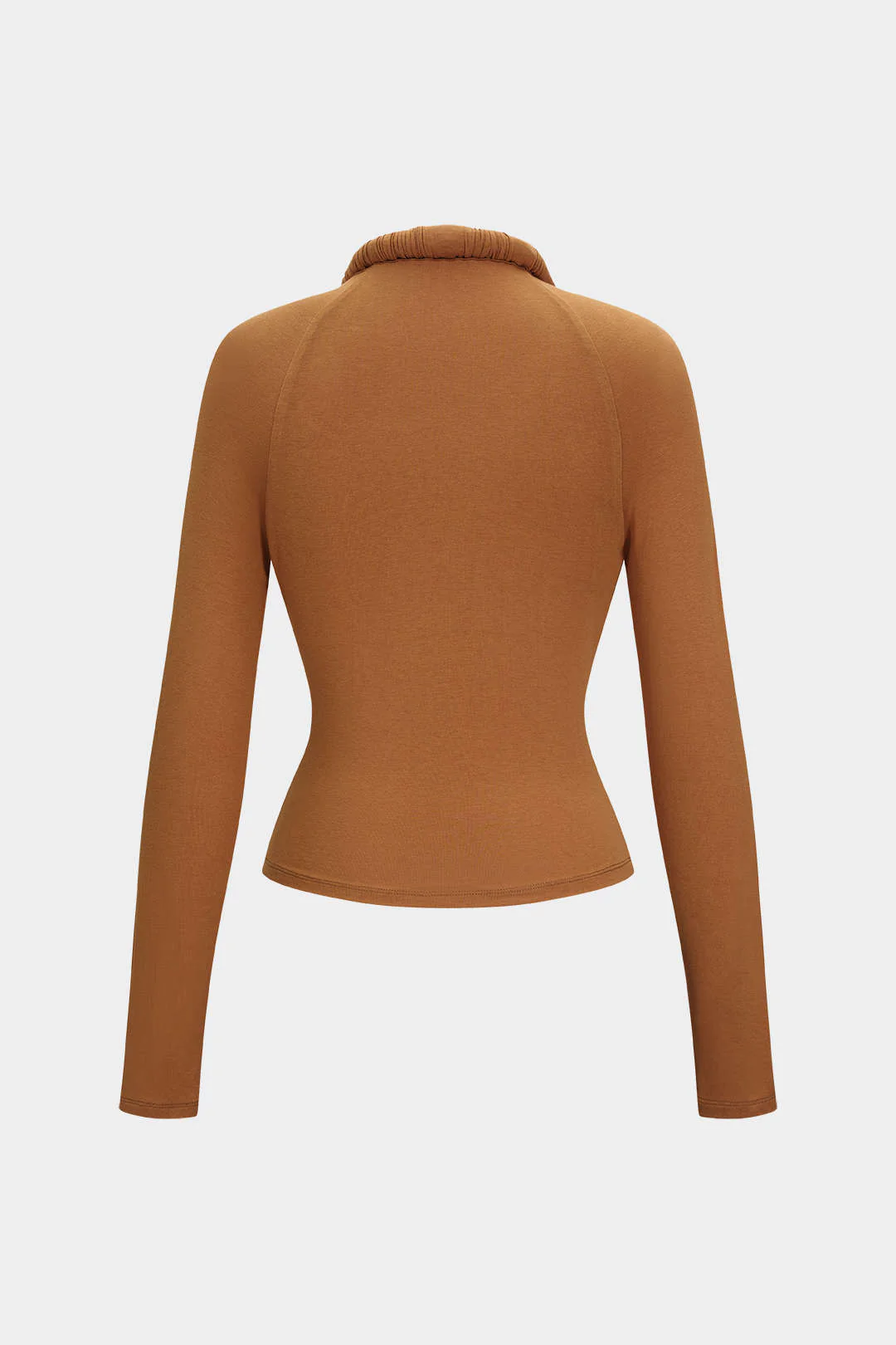 Ruched Draped Cowl Neck Long-Sleeve Top - Flockneti
